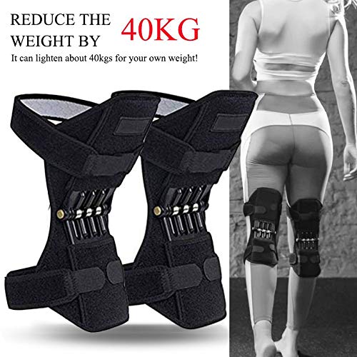 Knee Booster Pads 2 Pack, Powerlifts Spring Joint Support Knee Brace, Powerful Rebounds Spring Force for Knee osteoarthritis, Climbing, Squat, Mountaineering, Exercising, One Size Fits Most